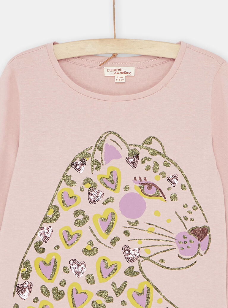 T-shirt parme à imprimé panthère fille