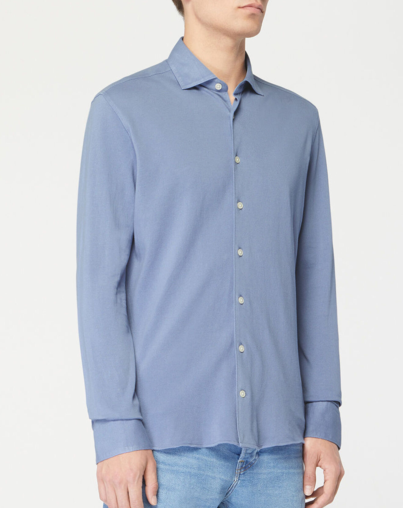 Hackett London Chemise Slim Fit Unie Piquée bleu chiné