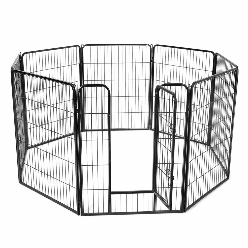 Parc pour animaux 8 panneaux enclos pour chien 77 x 100 cm noir