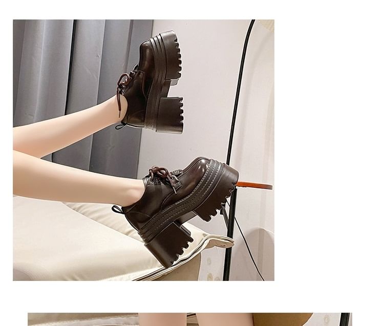Sleeko - Platform veterschoenen van imitatieleer