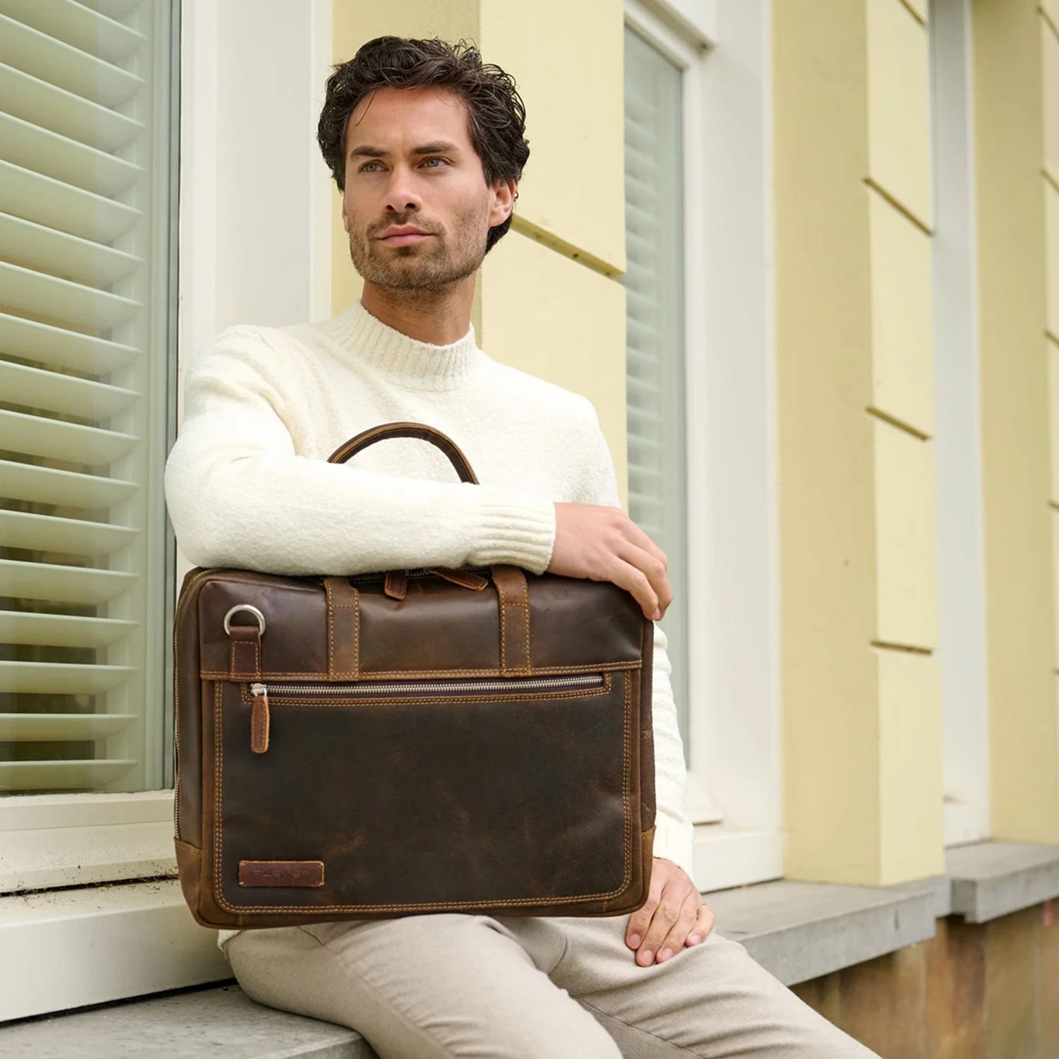 Plevier Vintage London Laptoptas 2 vaks 15.6