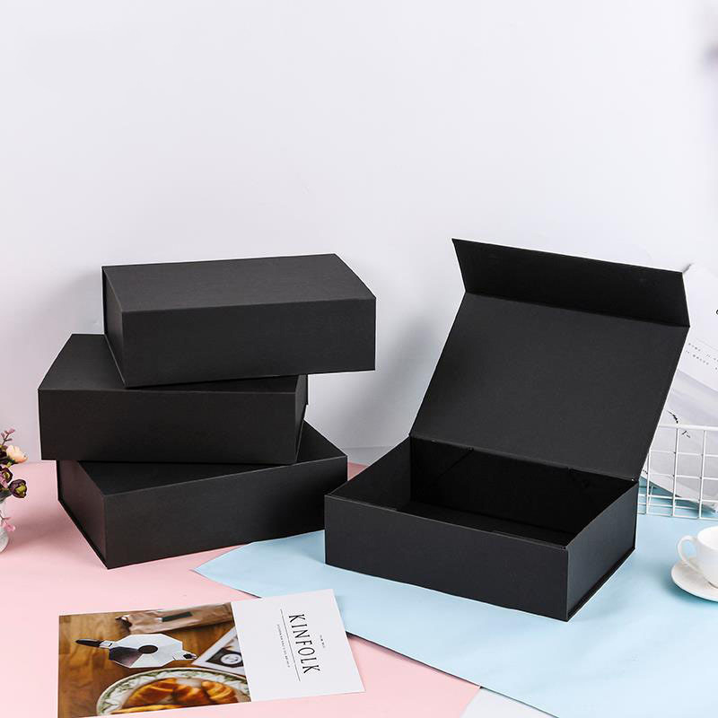(26x19cm) Geschenk Schachtel Faltbare Gift Box Verpackung mit Magnetischem Deckel - Schwarz