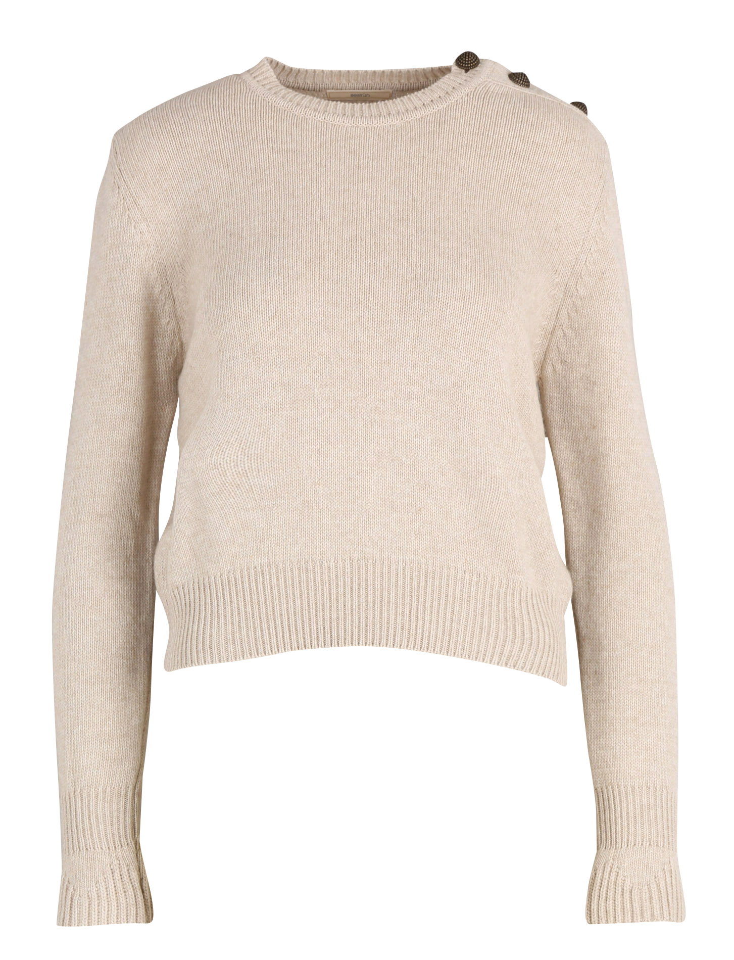 ARISTIDE - Pull col rond en laine mélangée| Beige