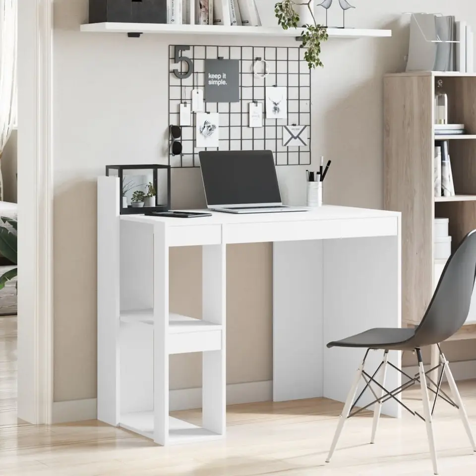 vidaXL - Bureau - Wit - Bewerkt hout