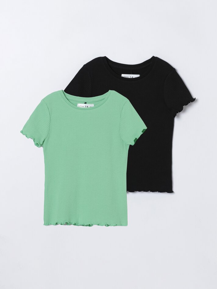 Conjunto de 2 camisetas caneladas - Pretas