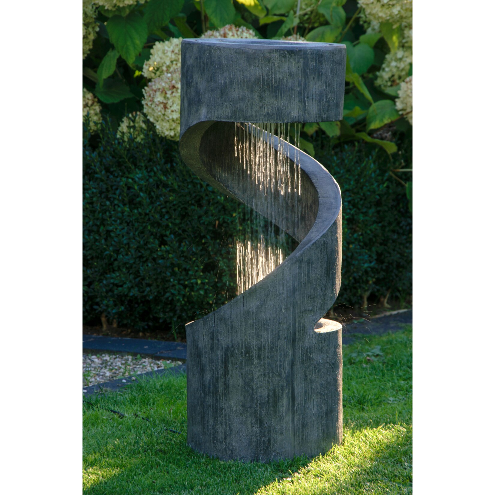 Dobar Polyresin-Brunnen mit Pumpe und LED´s, rund