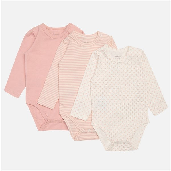Køb Hust & Claire Baby Dusty Rose Blue 3-pak Body NOOS