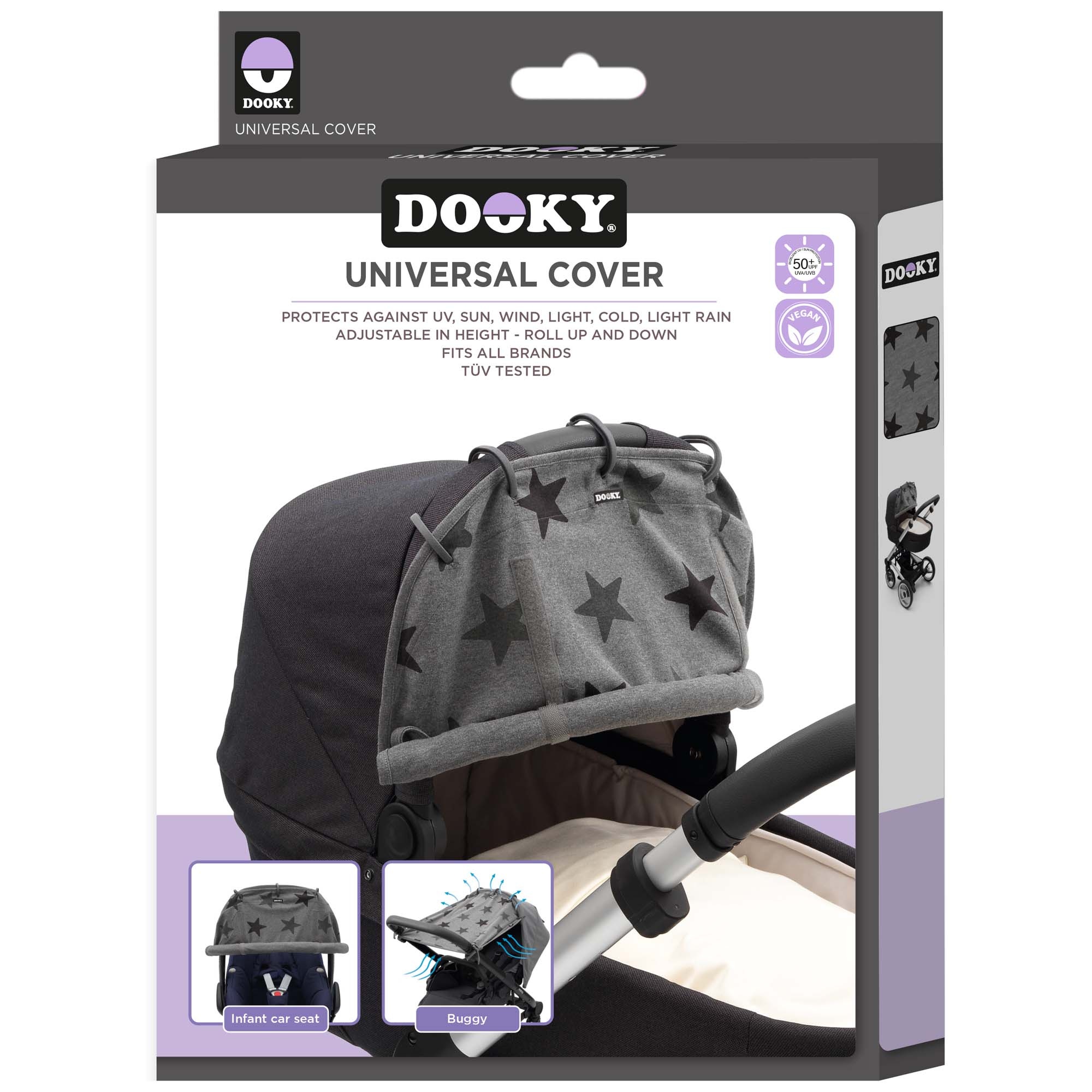 Dooky cover zonnescherm Grey Stars