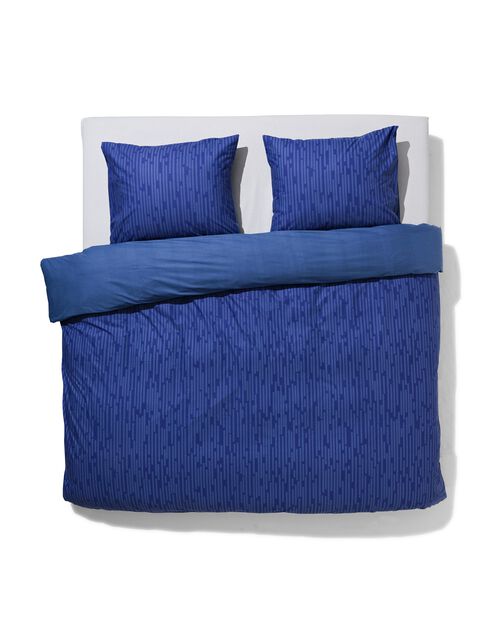 housse de couette - coton doux - 240x220 - rayures - bleu