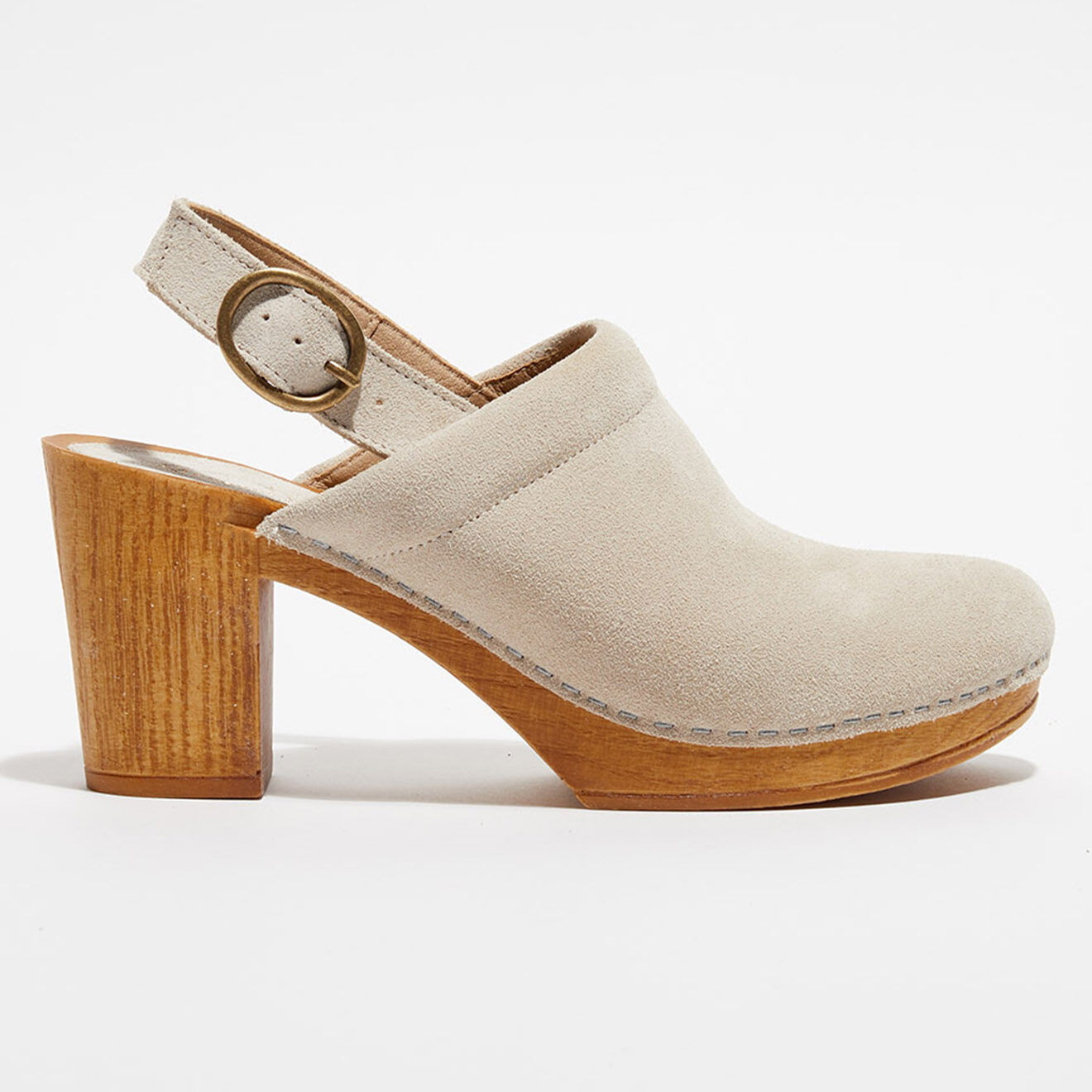 Apologie Studio Sabots en Velours de Cuir Nicole nudes - Talon 8 cm