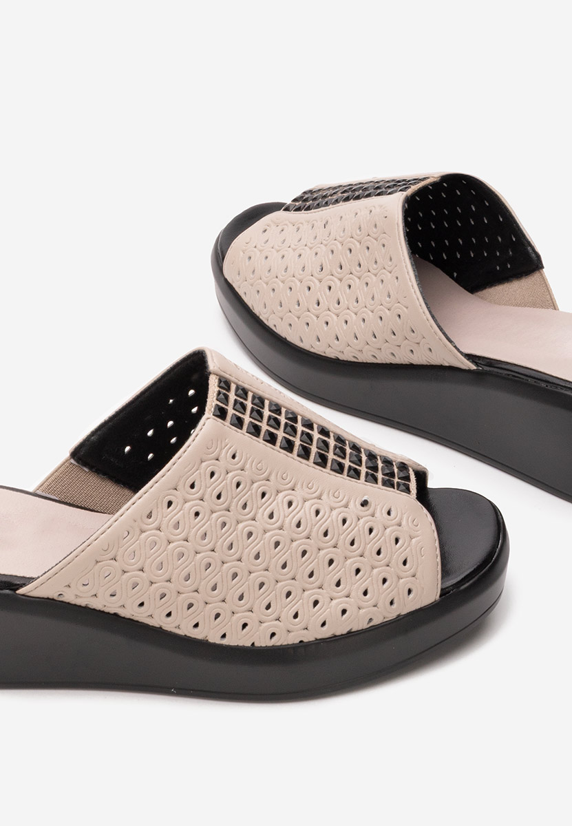 Mules compensées femme beige Zoia