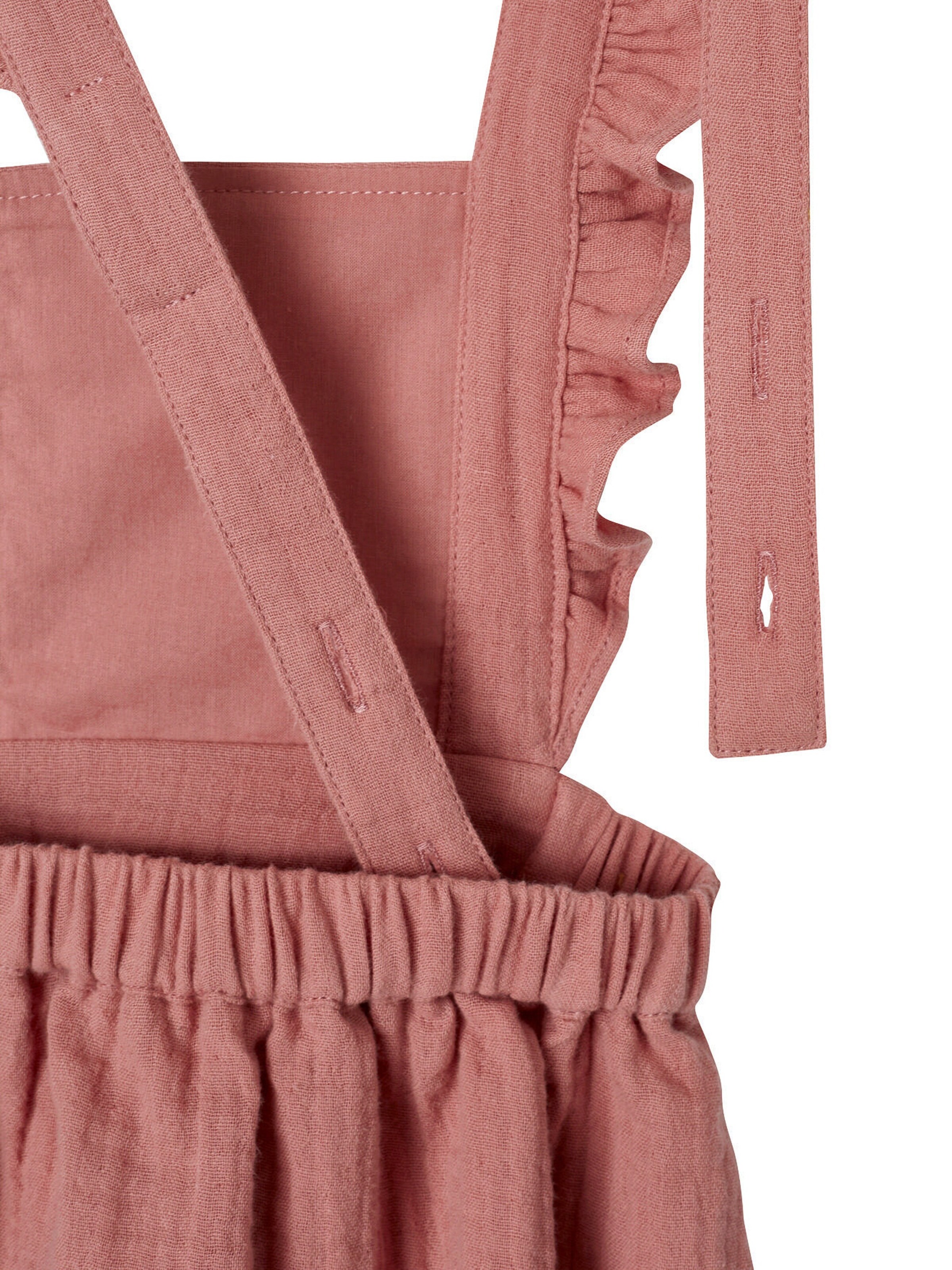 Vertbaudet Mädchen Baby Latzkleid, Musselin altrosa