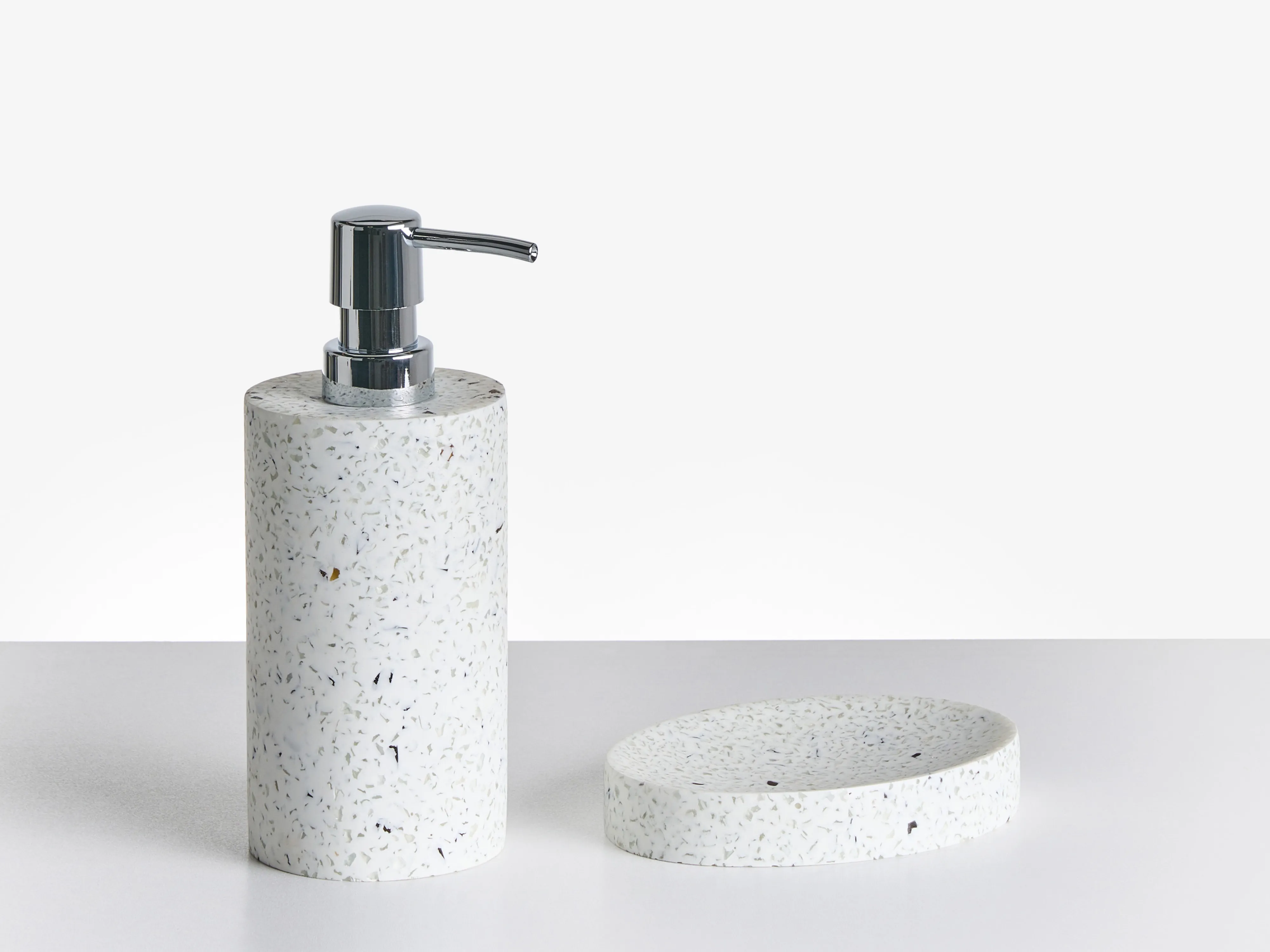 5-delige badkameraccessoireset PERENE Wit terrazzo