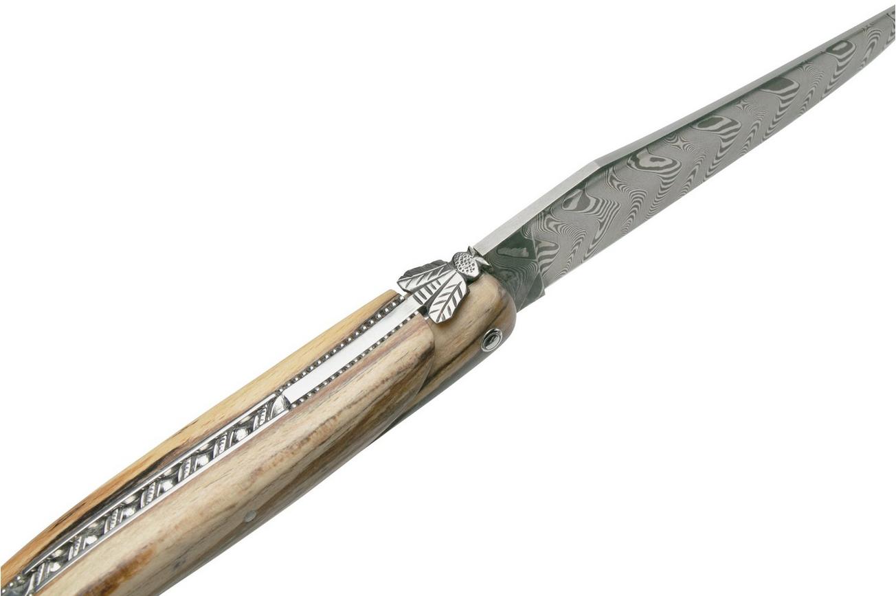 Laguiole en Aubrac Le Perlé 12 cm L0512WA6J3DB Balbach Damast Full Handle beukenhout