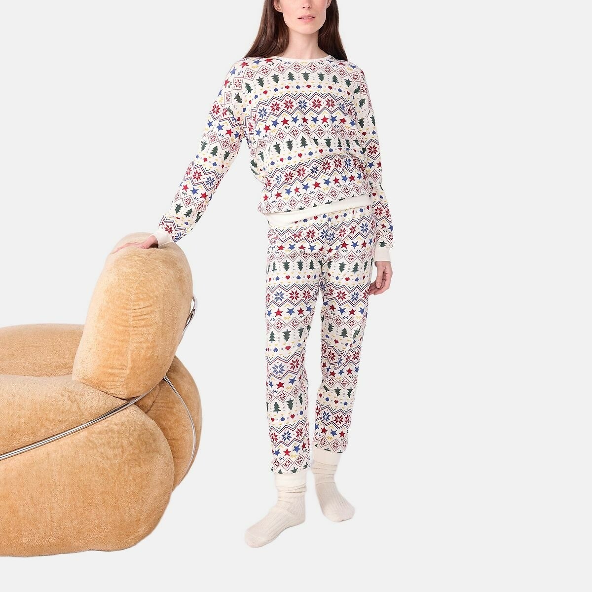 PETIT BATEAU<br>Pijama estampado com estampa natalina