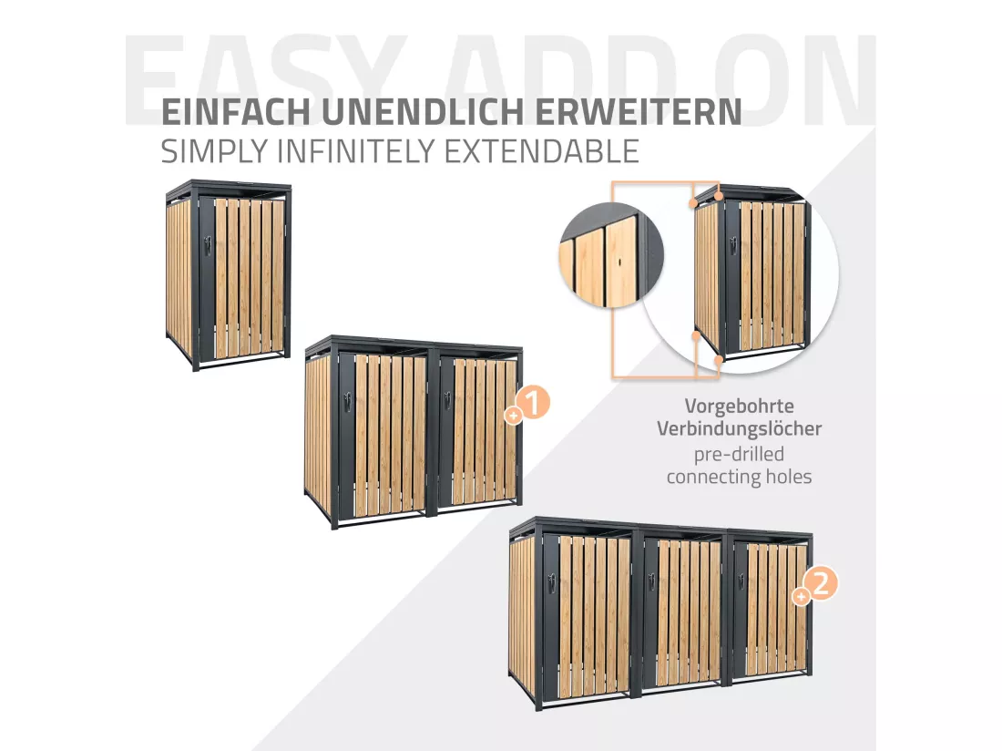 Abri de poubelle cache-poubelle boîte de rangement extérieur 240L 68x116,3x80 cm