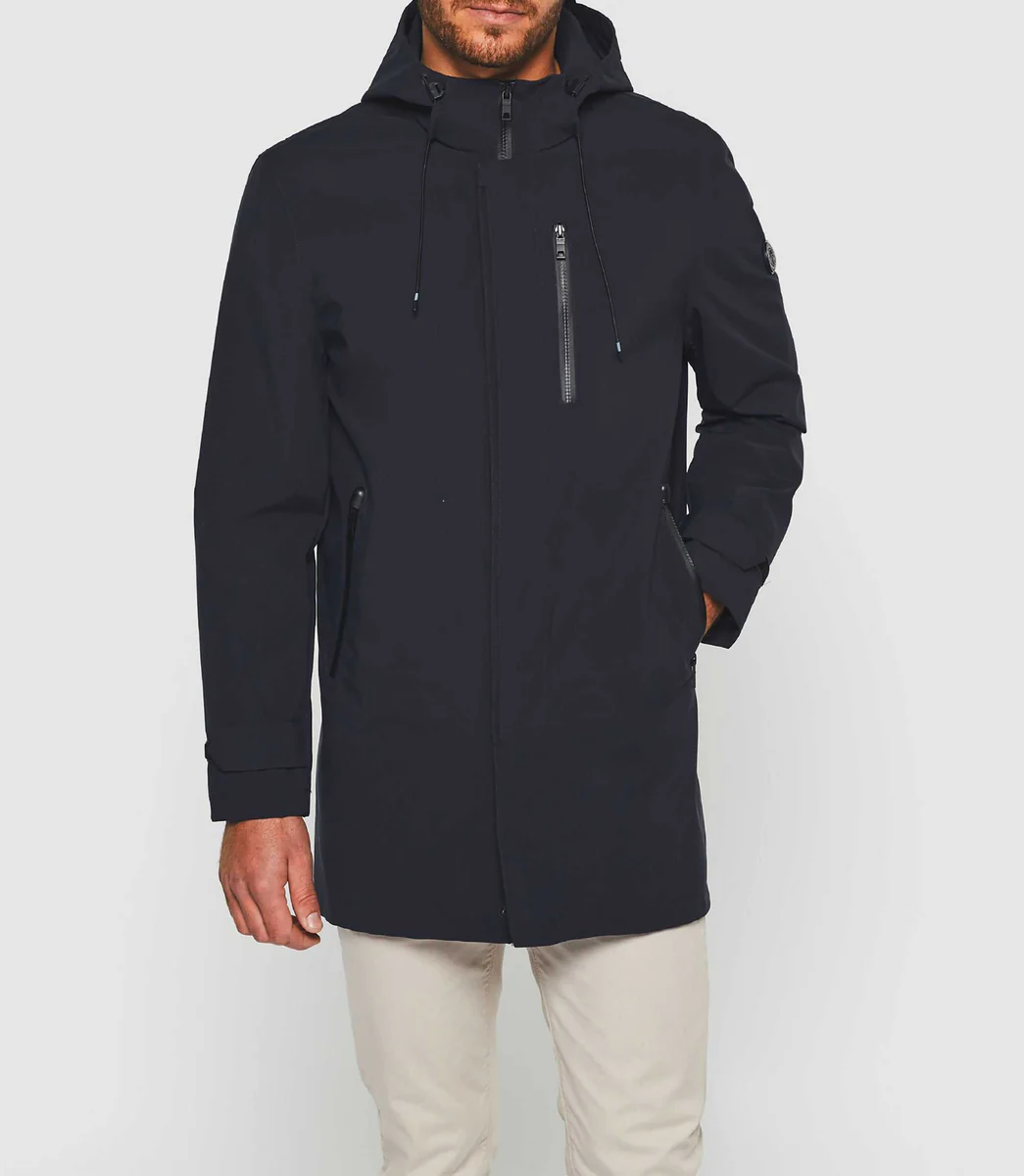 Parka longue à capuche marine 