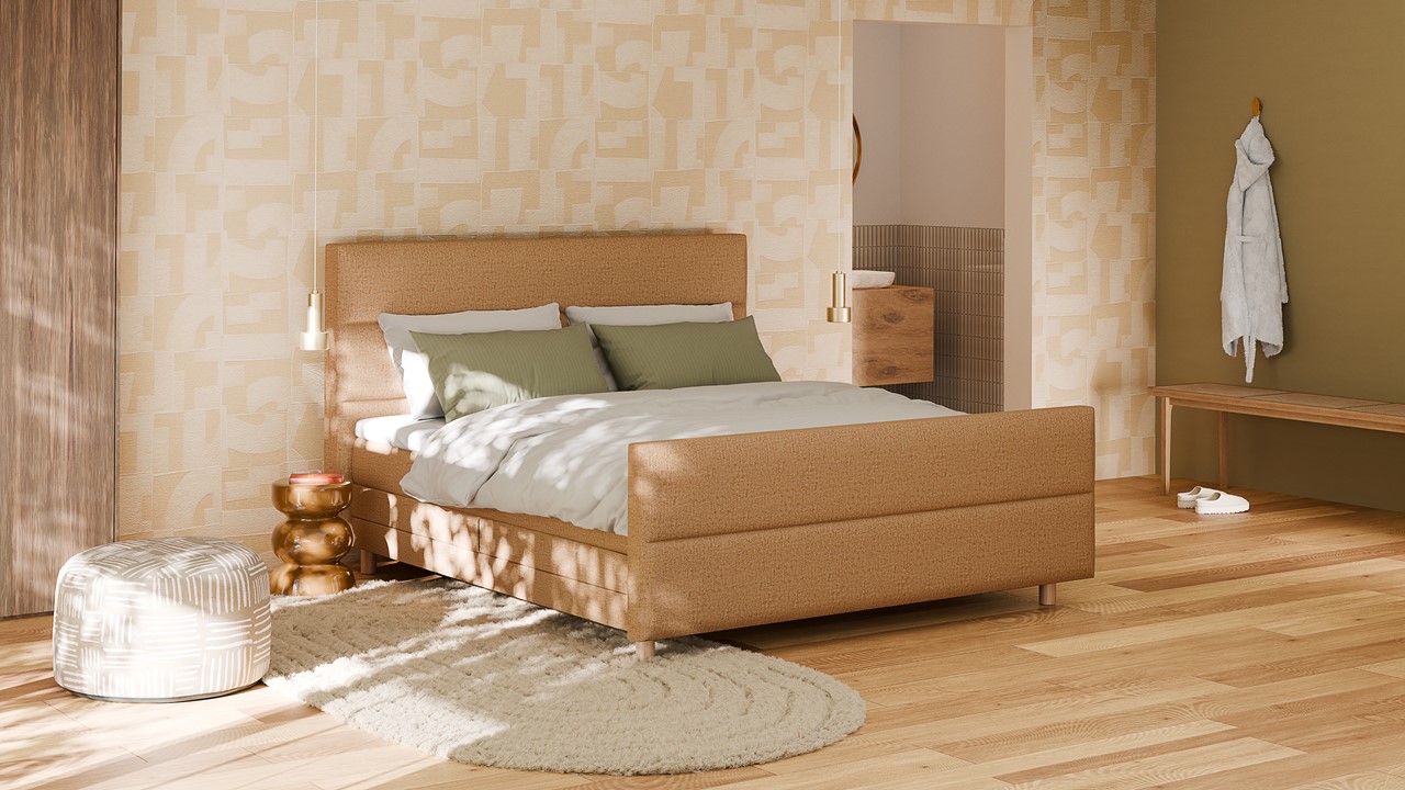 Elektrische boxspring Mica - Soft touch mocha mousse