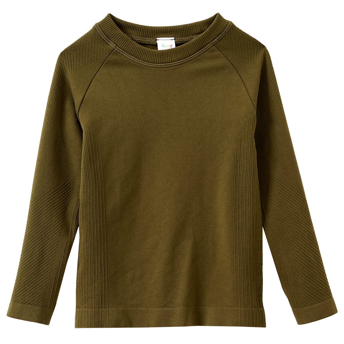 Famy Kinder Thermo-Shirt in Seamless-Optik oliv