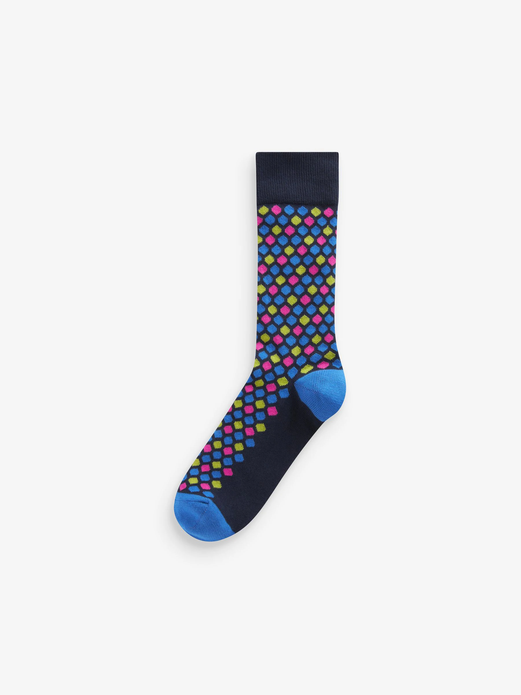 Felgekleurd geometrisch gestreept - Set van 8 sokken met patroon