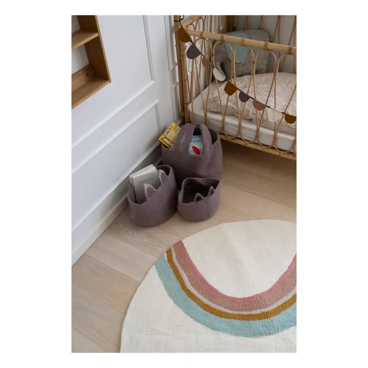 Muskhane Tapis Indreni en feutre | Blanc cassé