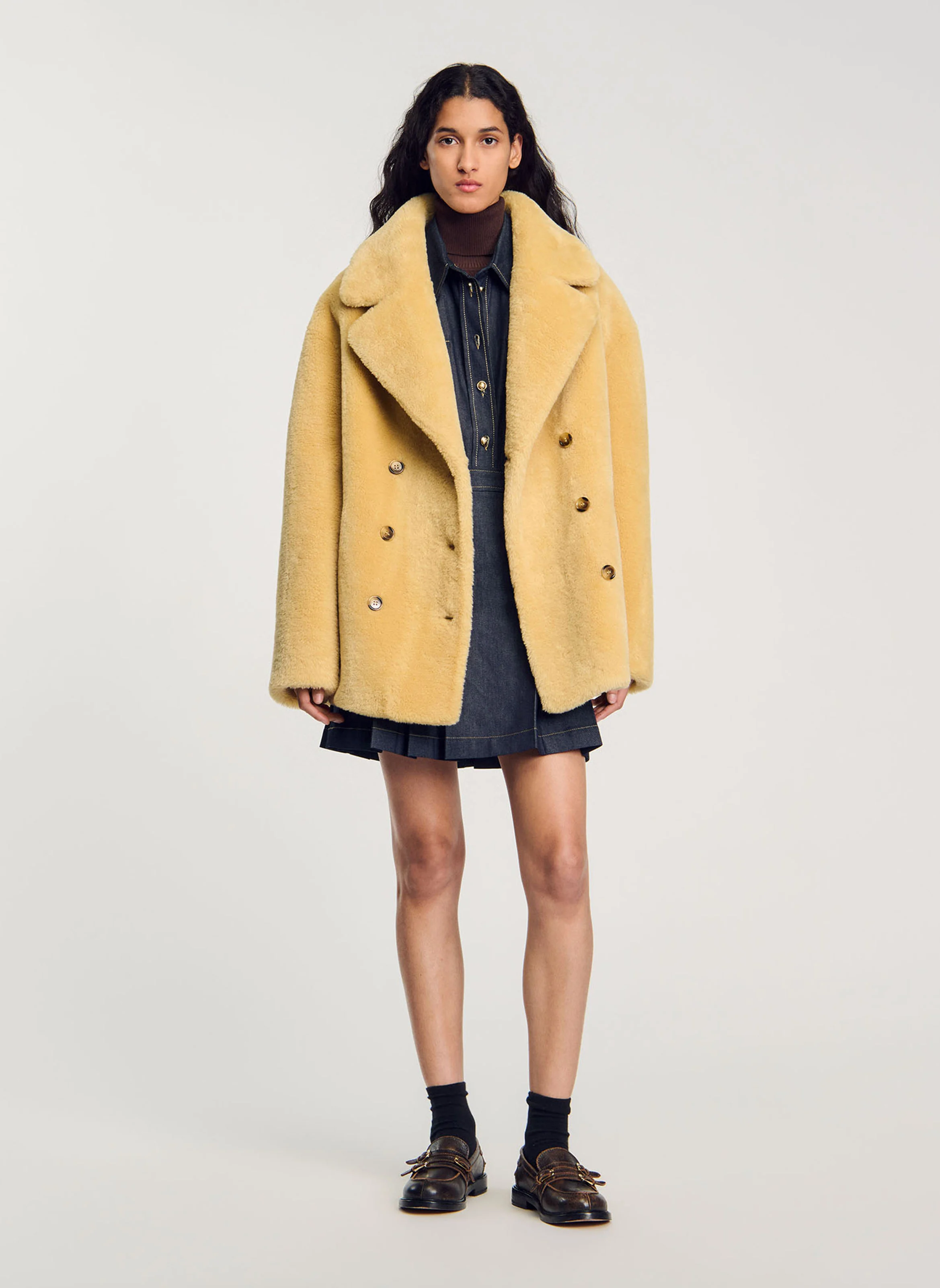 Pull col roulé| Marron