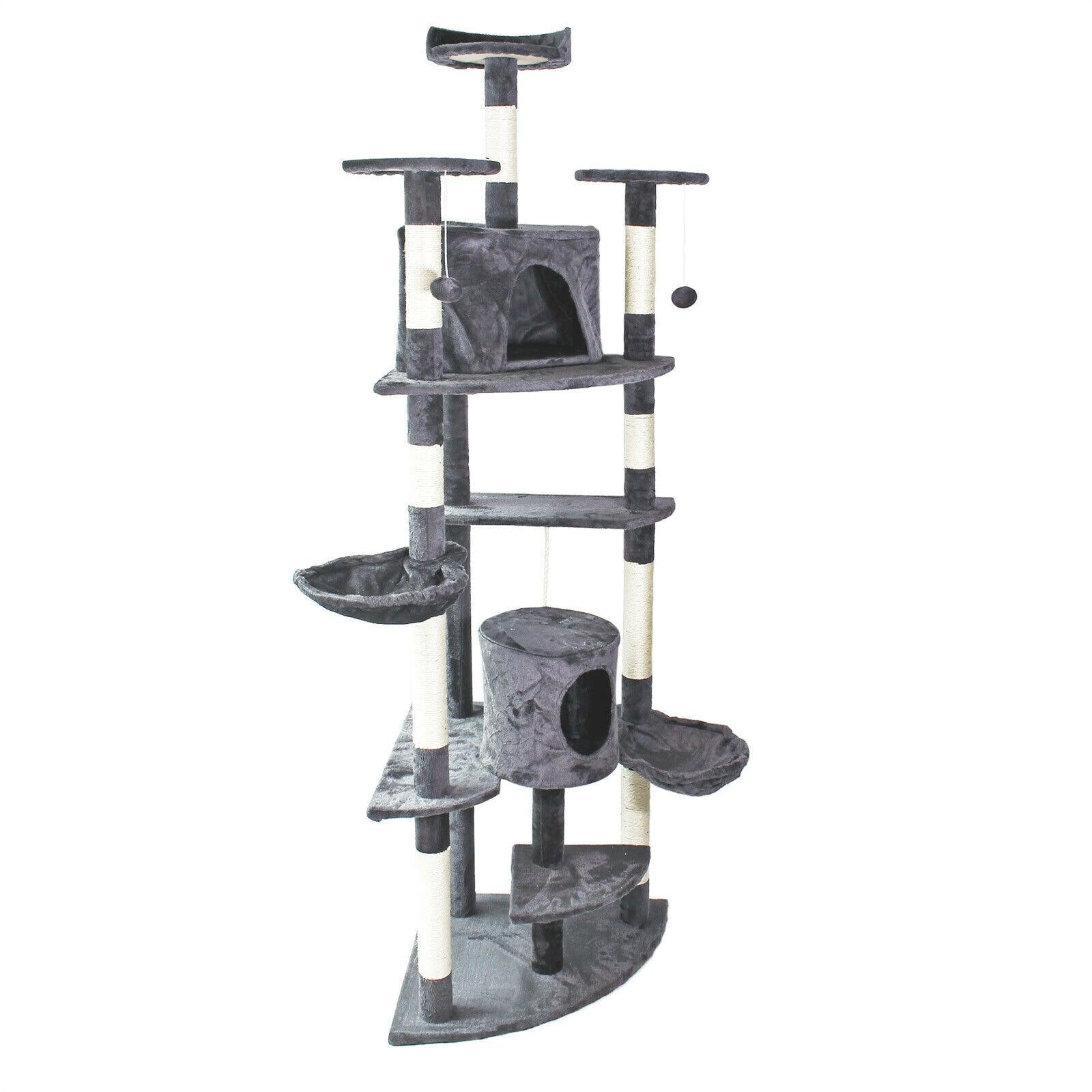 Arbre à chat d‘angle plateforme d‘observation jeux griffoir sisal 210 cm gris