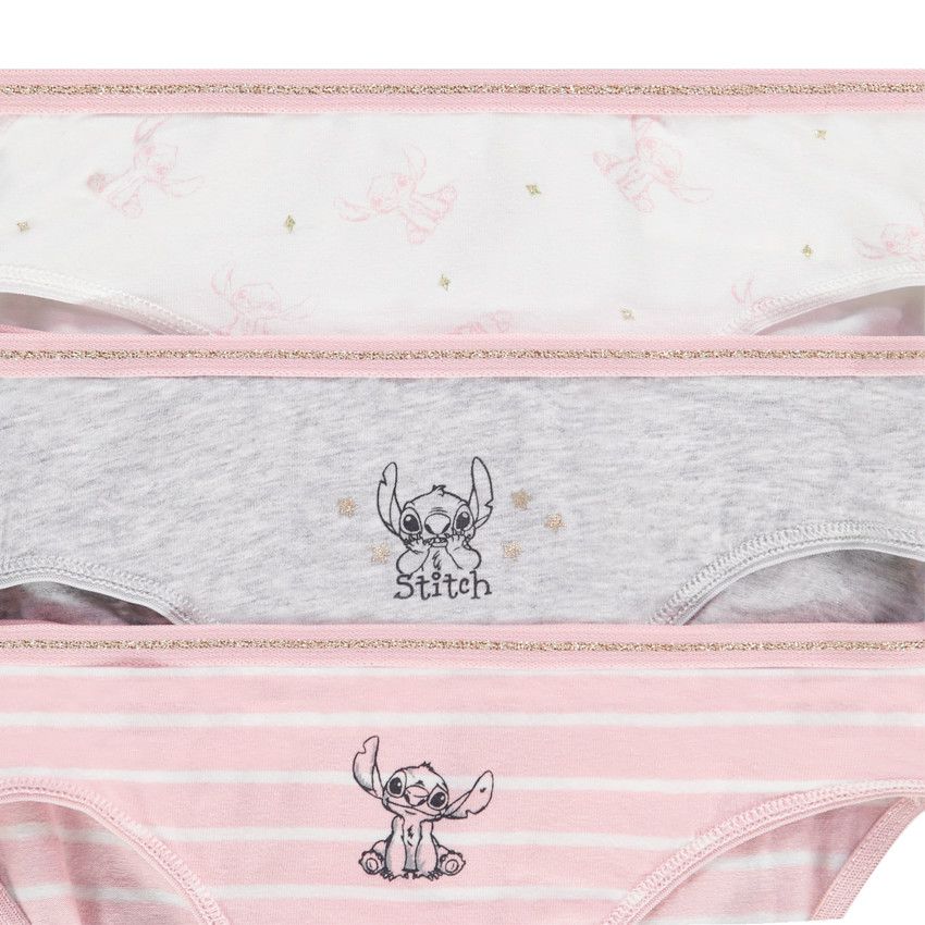 Lot de 3 culottes Stitch Disney pour fille - Rose