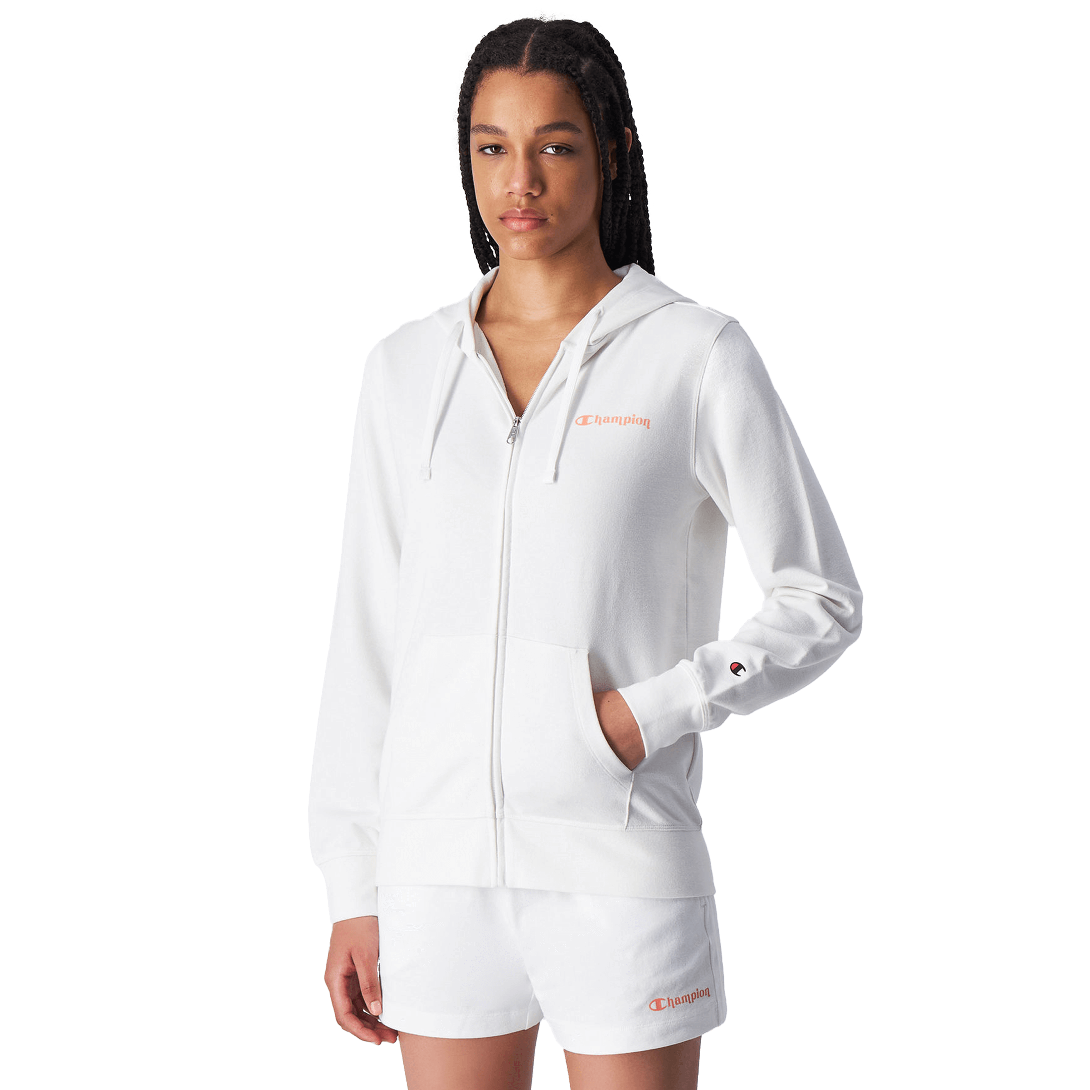 Champion Full Zip Hoodie Sweatshirt W - Fritid og bomull