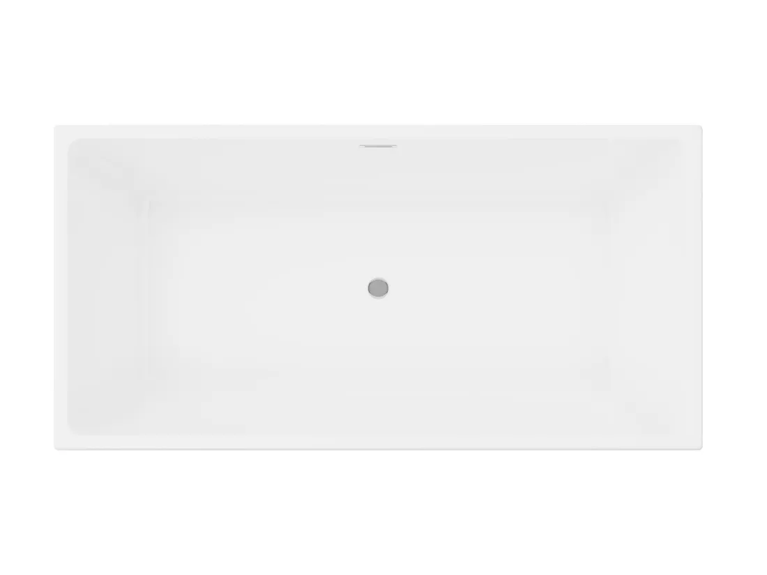 Baignoire semi-îlot rectangulaire - 315 L - 170 x 80 x 58 cm - Blanche - Acrylique - PIKAIA