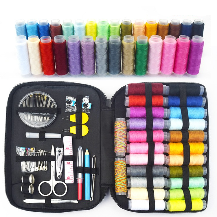(94-tlg. Set) Näh Handwerk Kit DIY Mercerie Zubehör Nadel / Faden / Massband   Etui