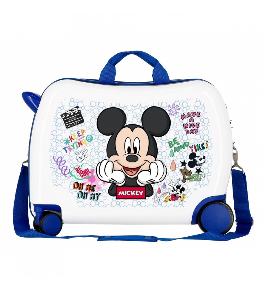 Mala infantil Disney Mickey Mouse Be Cool branca - 38x50x20cm -