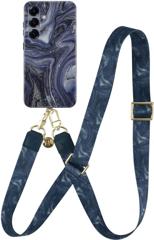 AVY Samsung Galaxy S24 Plus MagSafe Hoesje met Koord 130CM Obscura Blue