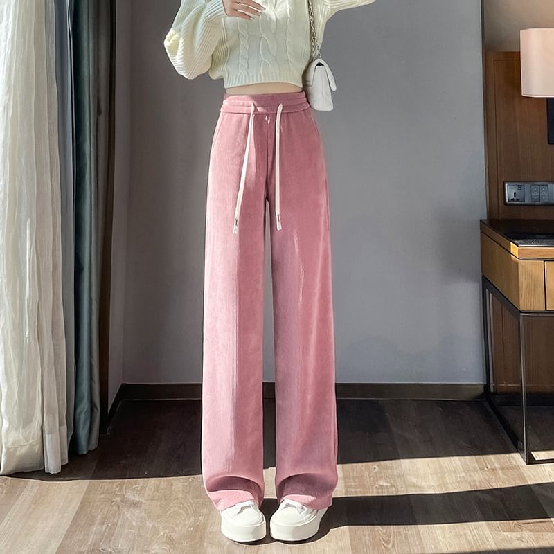 Denimot - Corduroy broek met trekkoord in de taille, wijd uitlopend (verschillende designs)