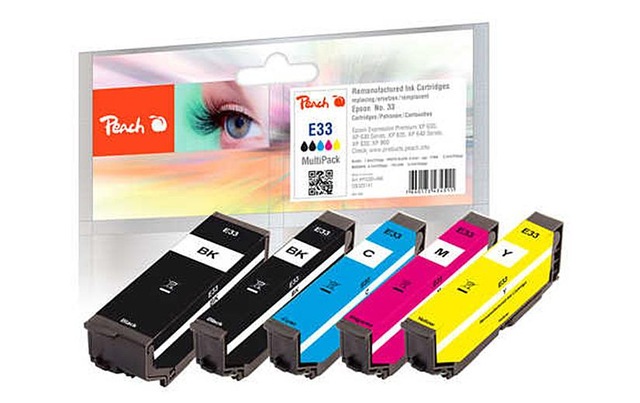 Peach Tintenpatrone »Epson No. 33 / T3377 BK, PBK, C, M, Y«