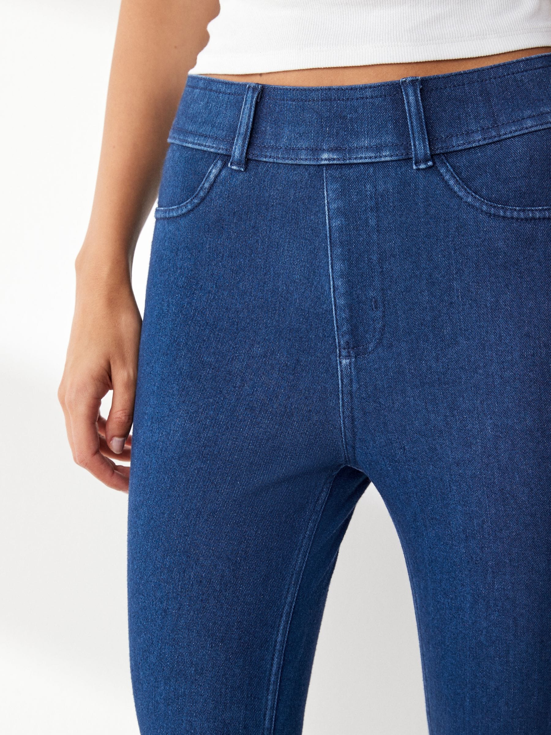 Donkerblauw - Lange jersey denim leggings