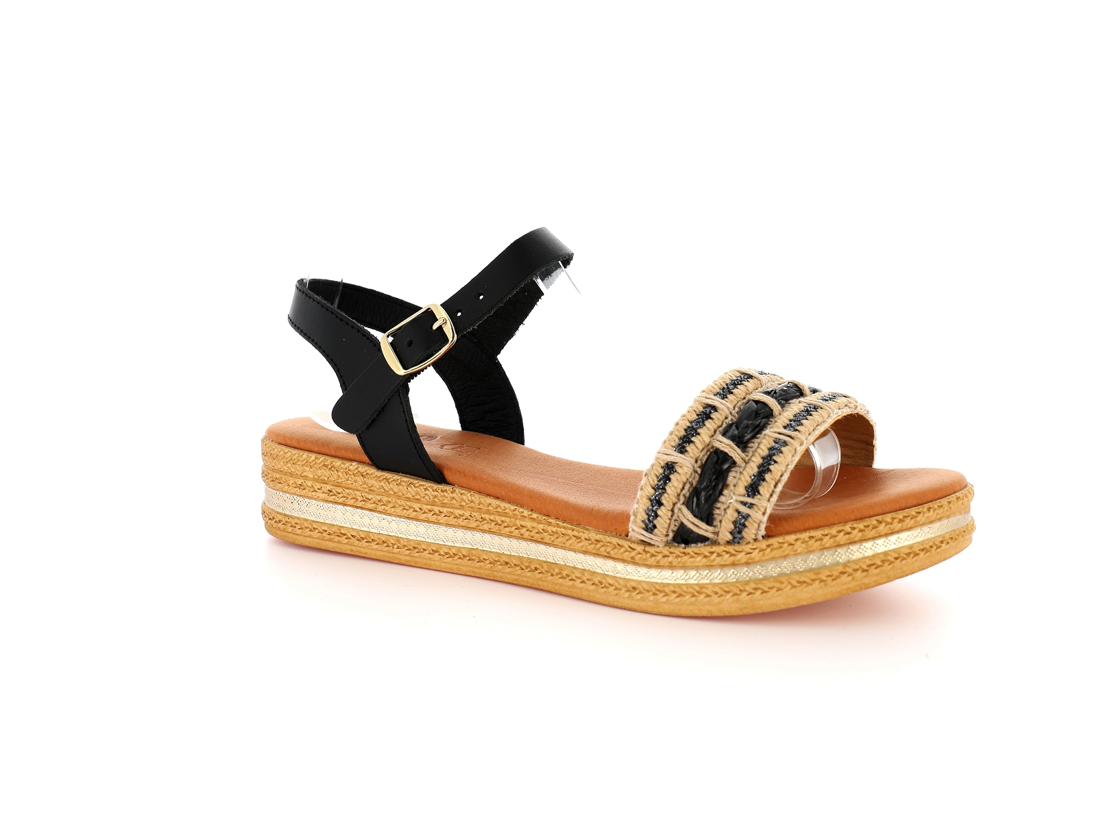 Chaussures du chateau-14110 Matières combinées Noir Beige