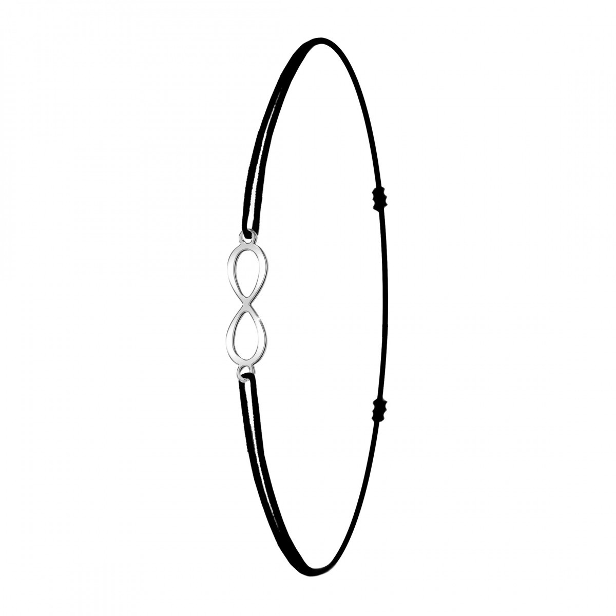 Bracelet infini et élastique noir SC Bohème en Acier Rhodié argenté