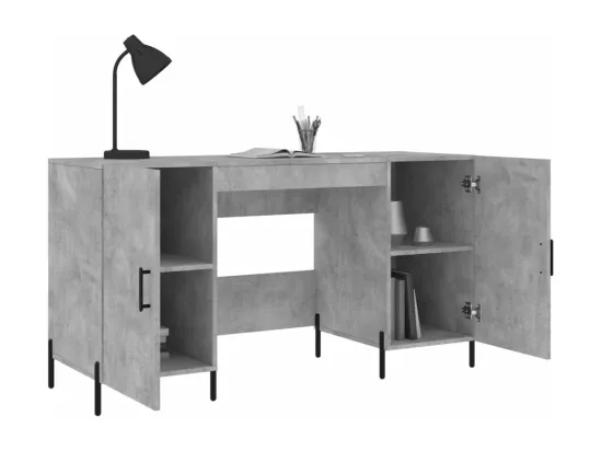 Bureau gris béton 140x50x75 cm bois d'ingénierie