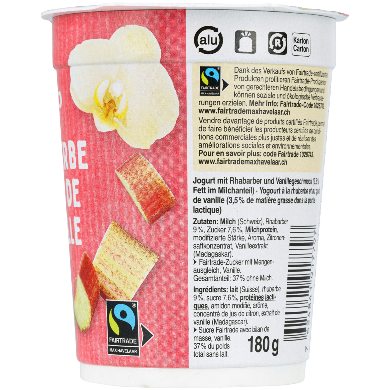 Fairtrade Joghurt Rhabarber & Vanille 2x180g