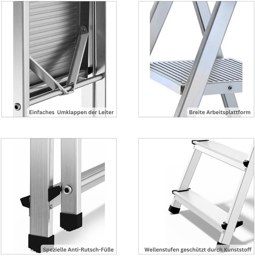 PROREGAL Economy Basic Trapladder, eenzijdig toegankelijk, 6 treden, werkhoogte 3,19 m, draagvermogen 125 kg