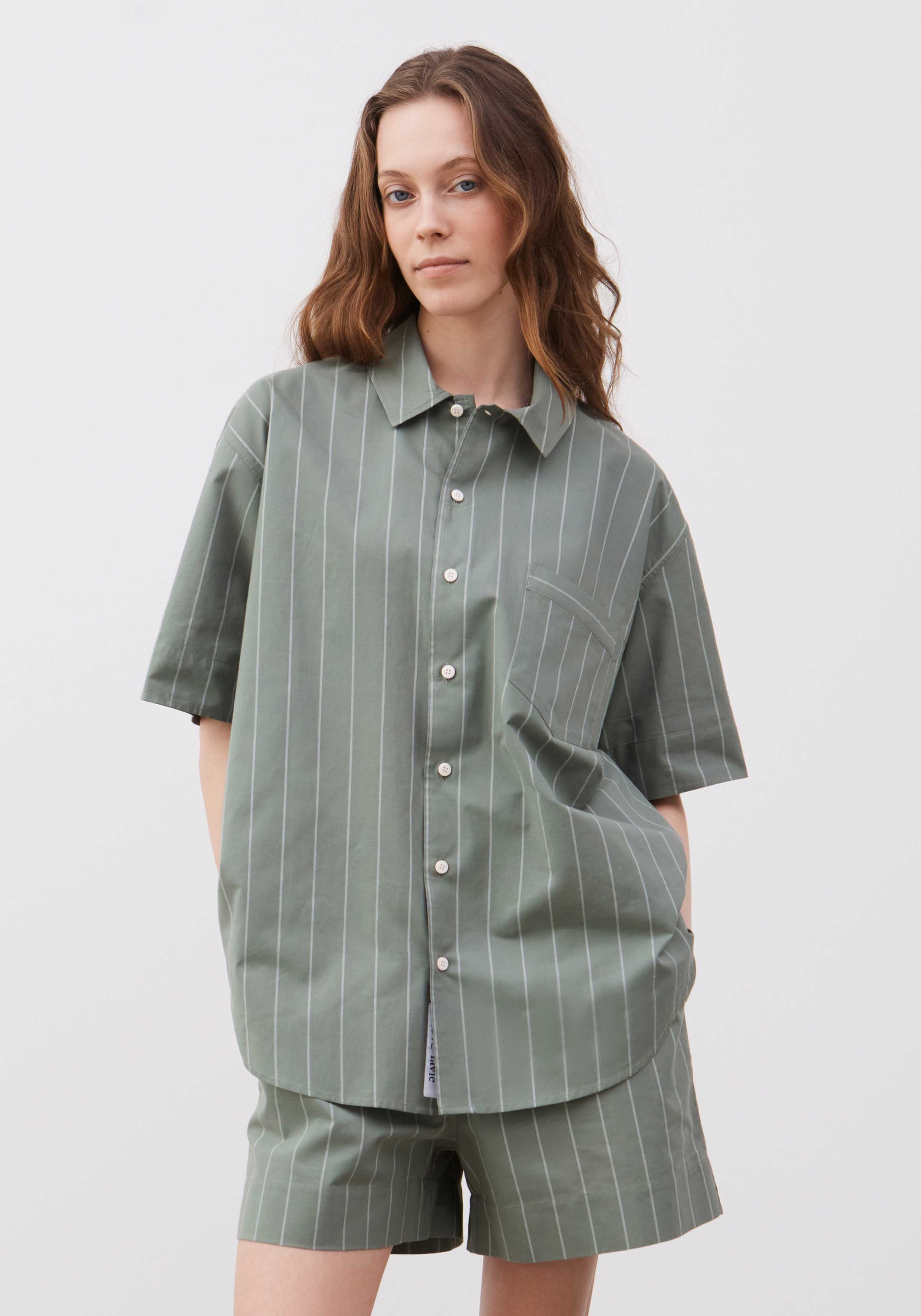 Lavie Kurzarmhemd John Striped Fichtengrün/Undyed