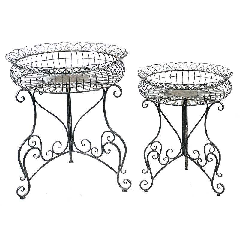 Ensemble de 2 supports jardinières fer ronds