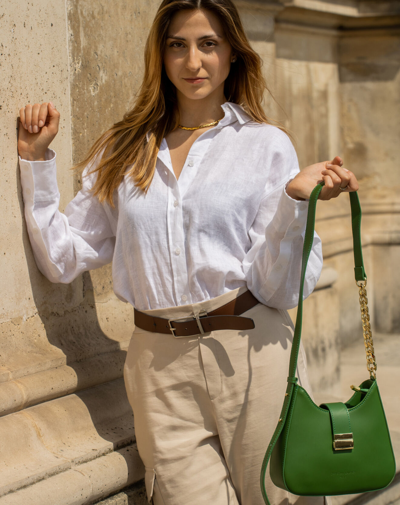 Christian Laurier Sac bandoulière en Cuir Hely vert - 24x22x6.5 cm
