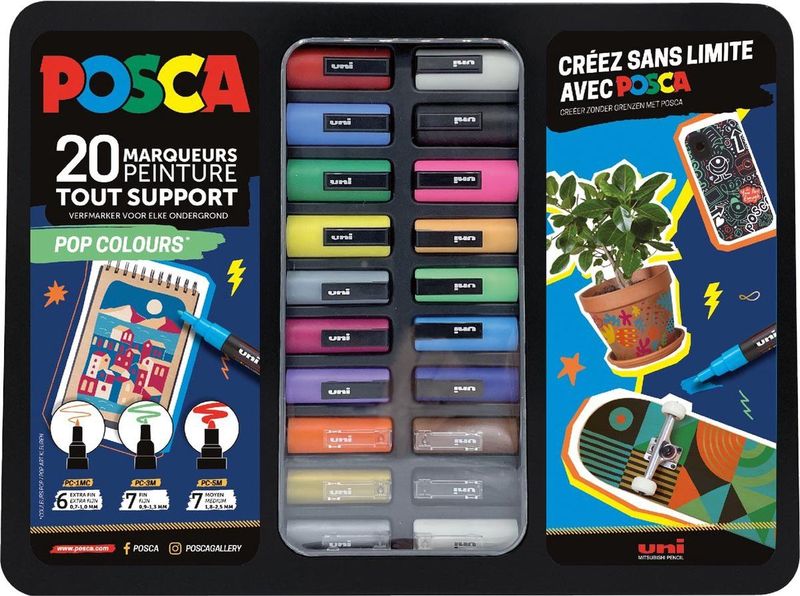 Posca - Pop Colours - Verfstiften - 20 Stuks - Metalen Koffer