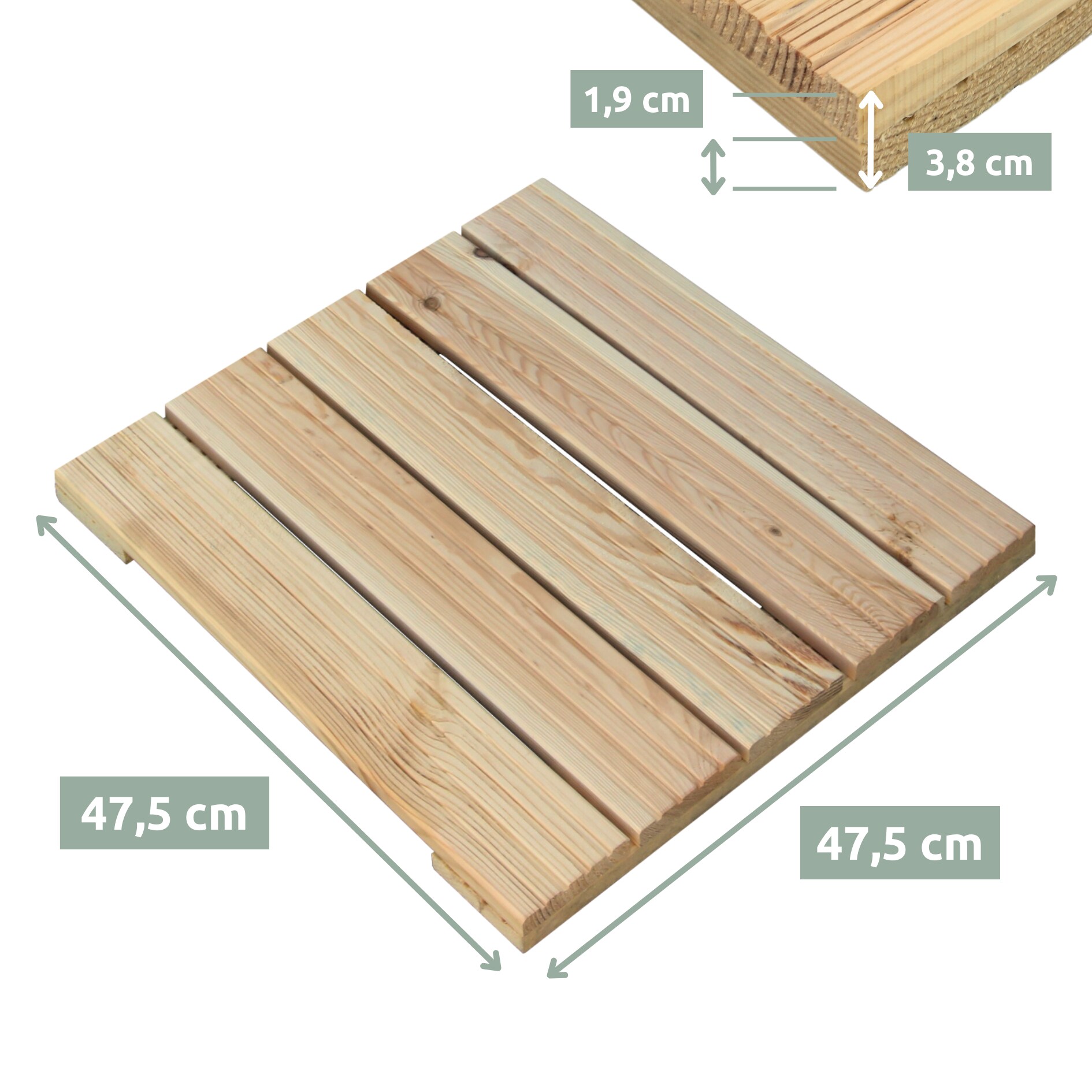 holz4home® Holzfliese aus Kiefernholz | 47.5 x 47.5 cm