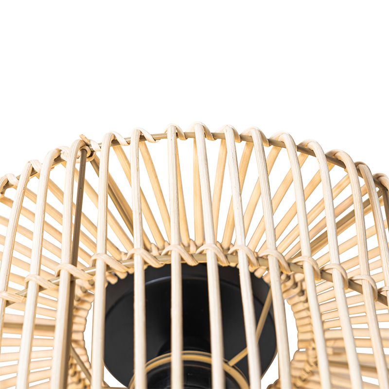 Oosterse plafondlamp zwart met rotan - Maud