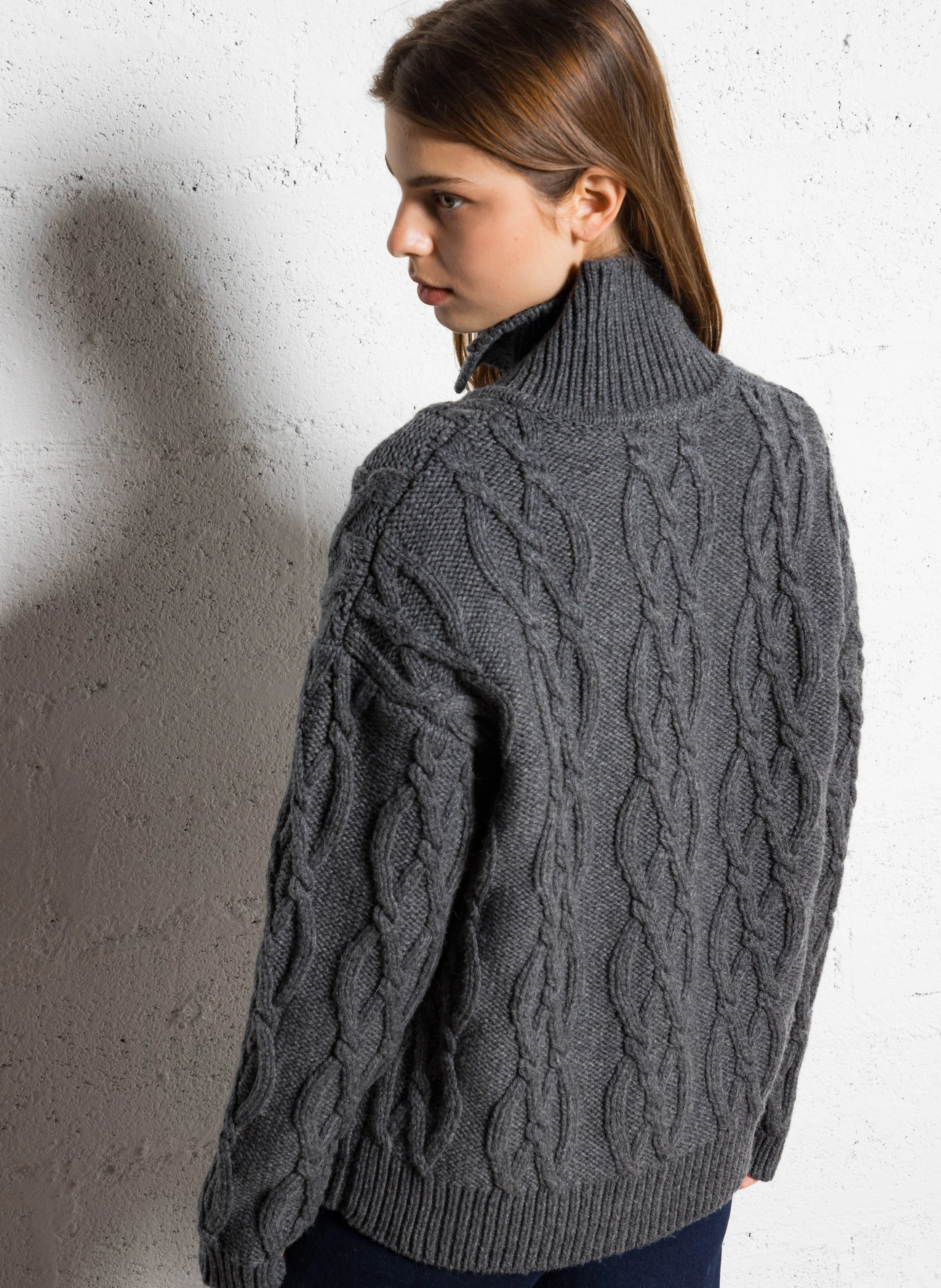 RAPHAEL - Cardigan col montant en laine mélangée | Gris