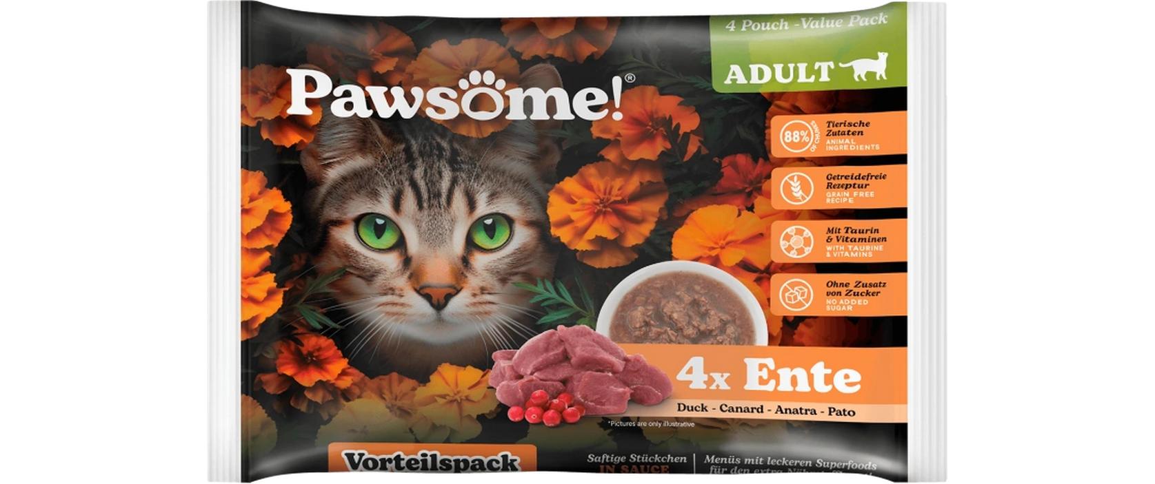 Cat Superfood Adult Ente 4 x 85 gAlleinfuttermittel für ausgewachsene Katzen