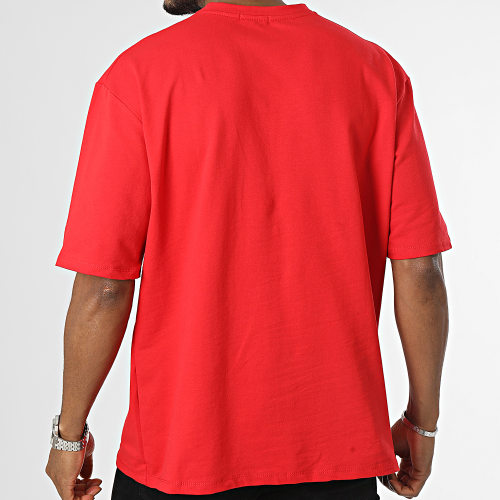 Tee Shirt Oversize Large A Poche Poitrine Rouge